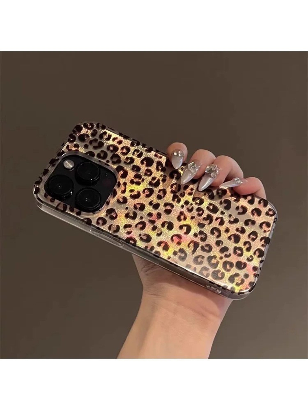 16 Pro Max Leopard Print Glitter Phone Case for iPhone - Pink Gold